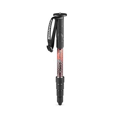 Manfrotto Element MII MMELMIIA5RD, Monopiede Alluminio 5 Sezioni Leggero da Viaggio, Rosso, Fascia da Polso, Impugnatura di Gomma, Twist Lock, Carico 16 kg, per Fotocamere Compatte, Mirrorless, Reflex