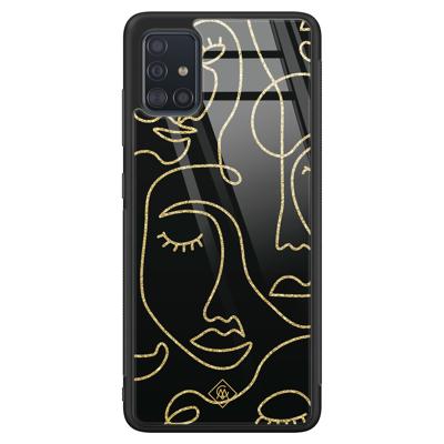 Samsung Galaxy A51 glazen hardcase - Abstract faces Samsung Galaxy A51 glazen hardcase - Abstract faces