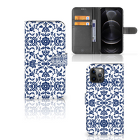 Apple iPhone 12 Pro Max Hoesje Flower Blue - thumbnail