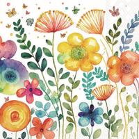 20 servetten bloemen modern, kleurrijke lenteweide als tafeldecoratie. Papieren servetten met motief. Ook voor decoupage en servettentechniek 33x33cm