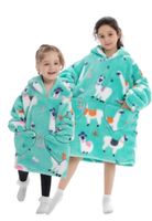 Alpaca snuggie kind met capuchon - fleece poncho-98 t/m 128 (ca.3-7 jaar)