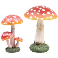 Decoratie paddenstoelen setje met 4x vliegenzwam paddenstoelen - herfst thema