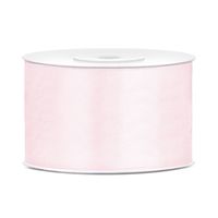 1x Hobby/decoratie licht poeder roze satijnen sierlinten 3,8 cm/38 mm x 25 meter - thumbnail