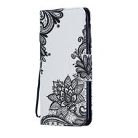 Shop4 - Samsung Galaxy A70 Hoesje - Wallet Case Bloemen Zwart