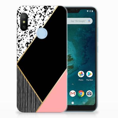 Xiaomi Mi A2 Lite TPU Hoesje Zwart Roze Vormen