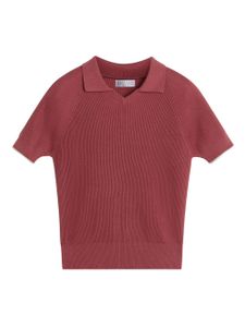 Brunello Cucinelli Kids polo en maille nervurée - Rouge