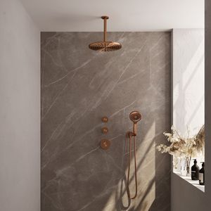 Brauer Copper Edition complete inbouw regendouche met 3 standen handdouche, plafondarm en hoofddouche 30cm set 12 koper geborsteld PVD