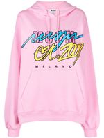 MSGM hoodie en jersey à imprimé graphique - Rose - thumbnail