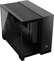 CORSAIR 2500X Kleine-Toren mATX PC-Behuizing met Twee Kamers - Panoramisch Gehard Glas - Omgekeerd Aansluiting Moederbord Compatibel - Geen Fans Inbegrepen - Zwart/Obsidiaan Aluminium