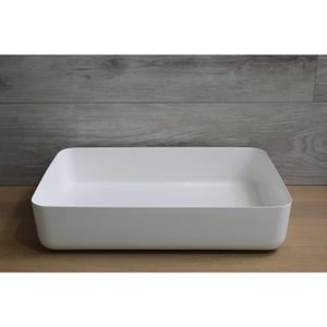 Waskom Opbouw Rechthoekig Luca Sanitair 60x40x13,5 cm Mineraalsteen Glans Wit