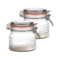 Weckpot/inmaakpot - 2x - 500 ml - glas - met beugelsluiting - D11 x H11 cm