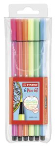 STABILO Pen 68, premium viltstift, etui met 6 neon kleuren