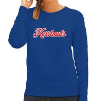 Kerstmuts foute Kerstsweater / Kersttrui blauw voor dames