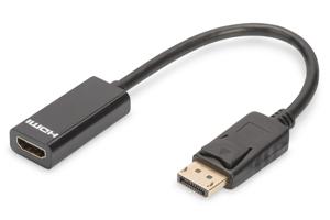 Digitus DB-340400-001-S DisplayPort / HDMI Adapter [1x DisplayPort stekker - 1x HDMI-bus] Zwart Rond, Afgeschermd (dubbel), Afsluitbaar 15.00 cm