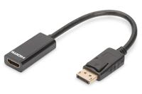 Digitus DB-340400-001-S DisplayPort / HDMI Adapter [1x DisplayPort stekker - 1x HDMI-bus] Zwart Rond, Afgeschermd (dubbel), Afsluitbaar 15.00 cm - thumbnail