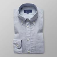 Eton Heren Overhemd Lichtblauw Flannel Button-Down Contemporary Fit