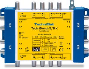 TechniSat Techniswitch 5/8 K, Kaskade Satelliet multiswitch cascade Ingangen (satelliet): 5 (4 satelliet / 1 terrestrisch) Aantal gebruikers: 8