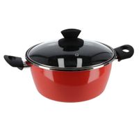 Rvs rode kookpan/pan met glazen deksel 24 cm 8 liter   -