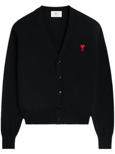 AMI Paris cardigan en laine à logo brodé - Noir