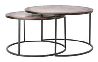 Light & Living Salontafel Talca Set van 2 stuks, 65/75cm - Antiek Koper/Zwart - Rond