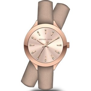 Horlogeband Michael Kors MK2554 Onderliggend Leder Beige 14mm