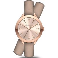 Horlogeband Michael Kors MK2554 Onderliggend Leder Beige 14mm - thumbnail