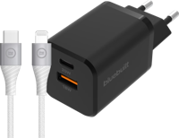 BlueBuilt Snellader met 2 Usb Poorten 38W Zwart + Lightning Kabel 1,5m - thumbnail