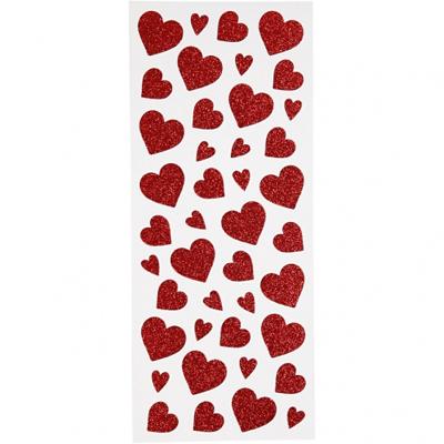 Creotime glitterstickers hartjes rood 10 x 24 cm 84 delig Creotime glitterstickers hartjes rood 10 x 24 cm 84 delig