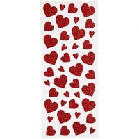 Creotime glitterstickers hartjes rood 10 x 24 cm 84 delig