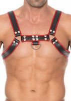 Chest Bulldog Harness - Premium Leather - Black/Red - S/M