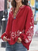 Floral Boho V Neck Shirt