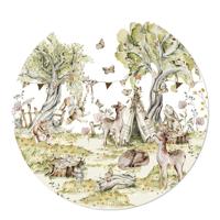 Muurcirkel Bosdieren Feest wit 100 Geen