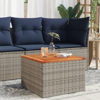 Tuintafel 55x55x37 cm poly rattan en acaciahout grijs - thumbnail