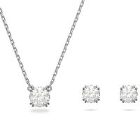 Swarovski 5647663 Set Ketting-Oorknoppen Constella zilverkleurig-wit