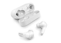 Philips TAT3217WT/00 True Wireless Koptelefoon, IPX5 Zweet- En Waterbestendige In-Ear Oordopjes, Tot 26 Uur Afspeeltijd Met Draagbare Oplaadcassette, Wit