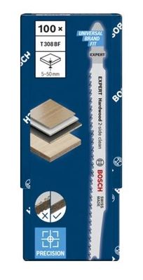 Bosch Accessories 2608900546 EXPERT „Hardwood 2-side clean” T 308 BF Decoupeerzaagblad, 100 stuks 100 stuk(s)