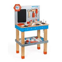 Janod - Brico'Kids Giant Wooden Workbench - Imitation Toy - 40 Accessories and 3 Tools Included - Blue and Red - from 3 Years Old, J06477
