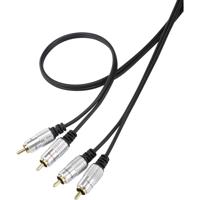 SpeaKa Professional SP-7870148 Cinch Audio Aansluitkabel [2x Cinch-stekker - 2x Cinch-stekker] 1.50 m Zwart SuperSoft-mantel, Vergulde steekcontacten