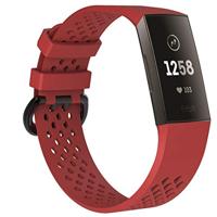 By Qubix - Compatible met Fitbit Charge 3 - Fitbit Charge 4 sport bandje - Maat: Large - Rood - Compatible fitbit bandje