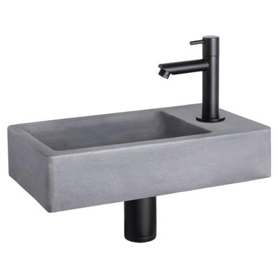 Fonteinset Differnz Force Beton 40x22x8 cm Donker Grijs Met Rechte Kraan Mat Zwart Fonteinset Differnz Force Beton 40x22x8 cm Donker Grijs Met Rechte Kraan Mat Zwart