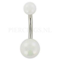 Navelpiercing acryl parelmoer wit - thumbnail