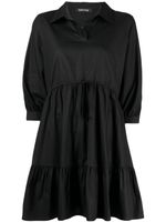 tout a coup robe-chemise en coton à volants superposés - Noir