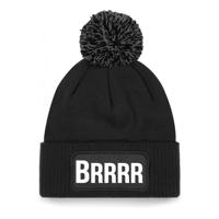 Brrrr muts met pompon - unisex - one size - zwart - apres-ski muts