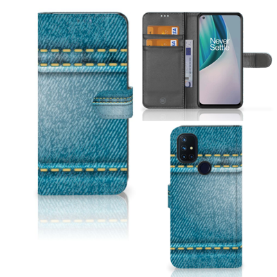 OnePlus Nord N10 Wallet Case met Pasjes Jeans OnePlus Nord N10 Wallet Case met Pasjes Jeans