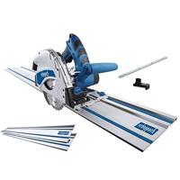 Scheppach PL55/5901802915 Cirkelzaag, Met Geleiderail, 1200 W, Zaagdiepte 55 mm, Zaagblad Diameter 160 mm, Schuine Stand Van 0 Tot 45°, Blauw