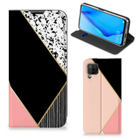 Huawei P40 Lite Stand Case Zwart Roze Vormen