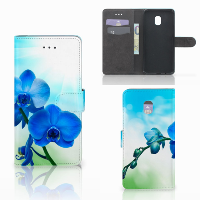 Samsung Galaxy J7 (2018) Hoesje Orchidee Blauw - Cadeau voor je Moeder Samsung Galaxy J7 (2018) Hoesje Orchidee Blauw - Cadeau voor je Moeder