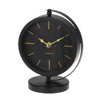 Staande design tafelklok zwart metaal 20 cm - Tafelklokken