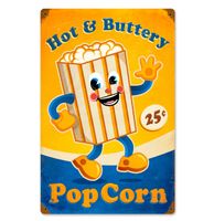 Hot and Buttery Popcorn Zwaar Metalen Bord