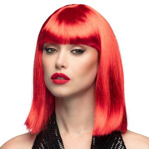 Verkleedpruik dames - rood - Cabaret/Hollywood/Diva - Carnaval - half lang chique haar